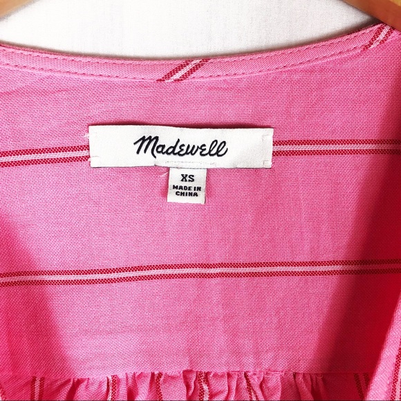 Madewell Wrap Cecilia Stripe Top | Pink Red | Size XSmall - Picture 3 of 13